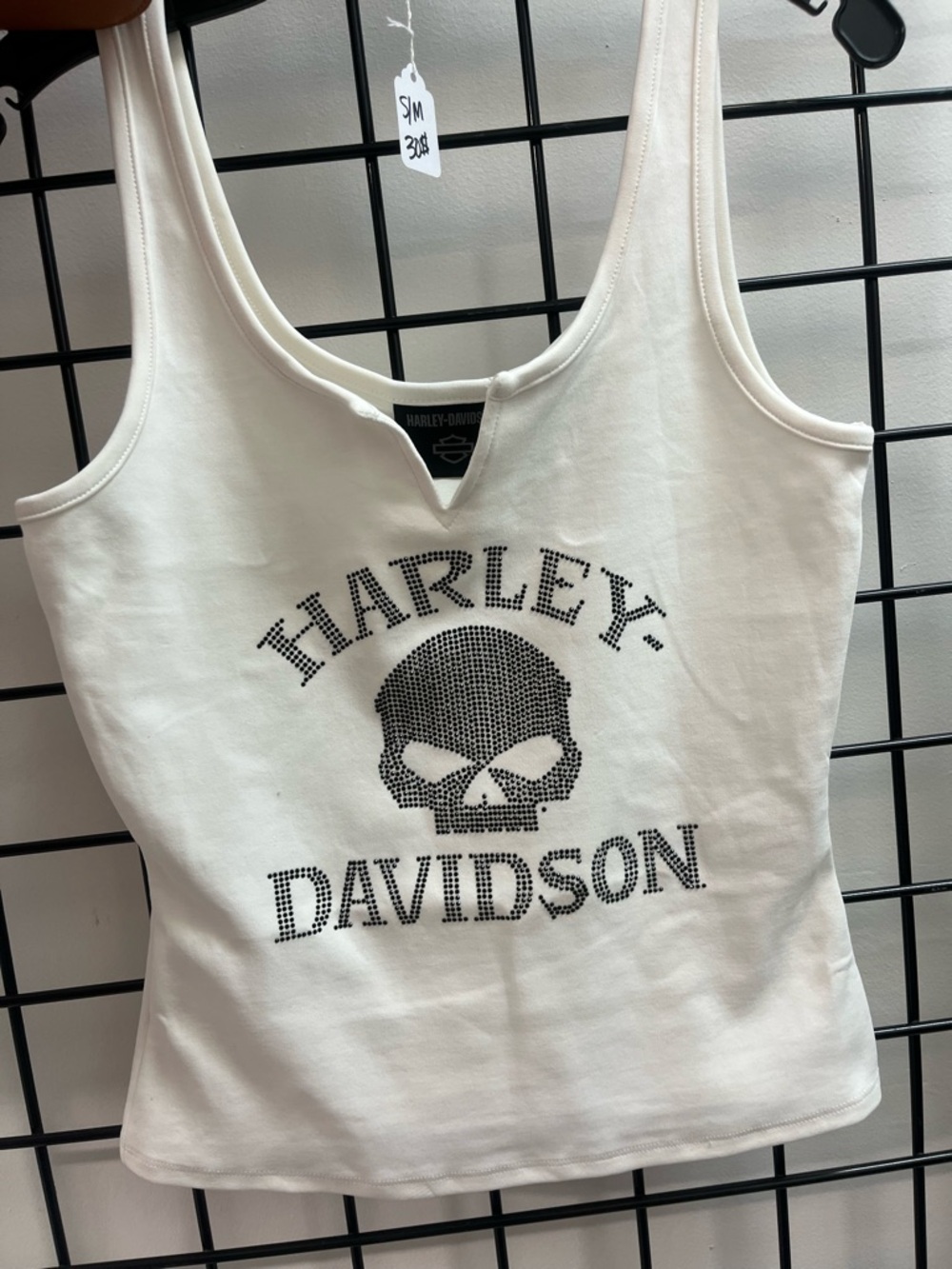 Harley-Davidson Cream Tank with Black Studded Skull